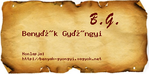 Benyák Gyöngyi névjegykártya